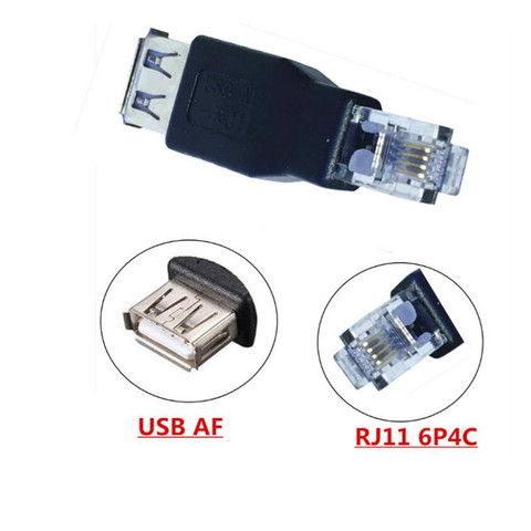 Adaptador de conector de teléfono de red Ethernet, USB 2,0 A hembra A RJ11, 4 pines, 6P4C macho ► Foto 1/1