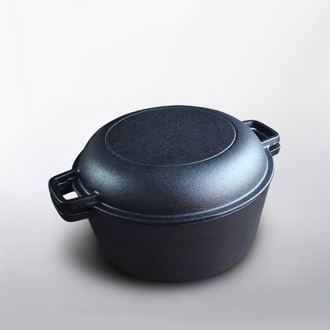 Cazuela de hierro fundido multifuncional con tapa, olla para estofado, sopa, 3 a 5 personas, 4,8 l, 26cm ► Foto 1/5