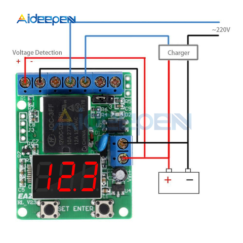 Módulo de Control de interruptor de Relé Digital LED, cc 12V 24V, módulo de relé, detección de voltaje, carga, descarga, Monitor de prueba ► Foto 1/6
