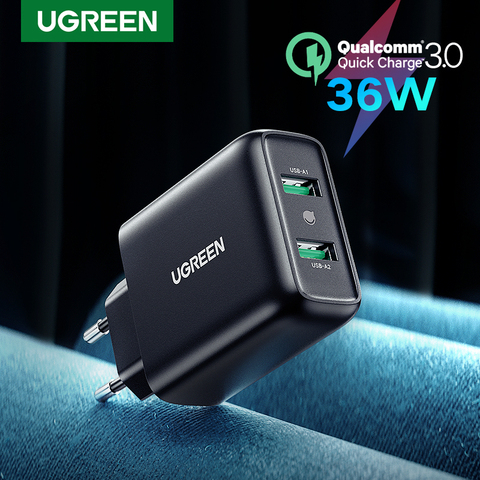 UGREEN-cargador USB para teléfono móvil, adaptador de carga rápida 3,0 de 36W para Samsung, Xiaomi, QC 3,0, Huawei ► Foto 1/6