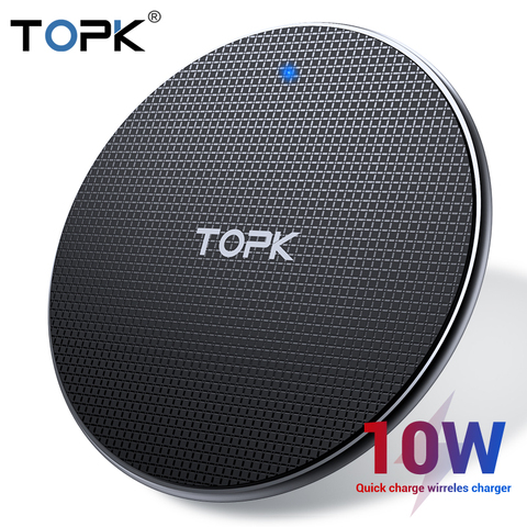 TOPK cargador inalámbrico para iPhone Xs Max X 8 10W rápido almohadilla de carga para Samsung Nota 9 Nota 8 S10 Plus ► Foto 1/1
