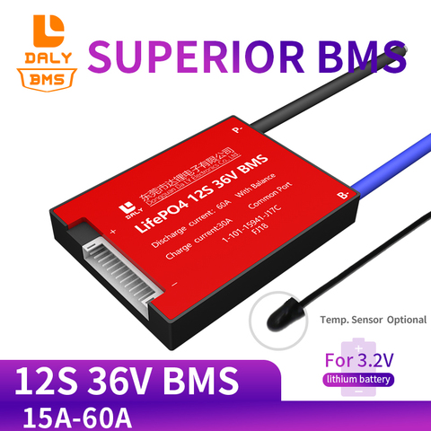 3,2 V 50ah 12S 36V 15A 20A 30A 40A 50A 60A Lifepo4 BMS PCM Placa de protección de batería con función Balance NTC para Scooter ► Foto 1/6