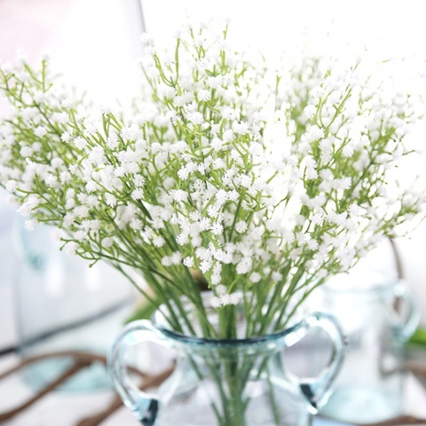 1 grupo Gypsophila 150 pequeña cabeza de flor artificial planta decorativa de Hogar Accesorios boda diy flores para mesa de comedor ► Foto 1/6