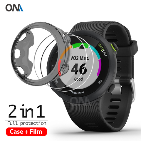 2 + 1 Protector Case + Protector de pantalla para Garmin forerunner 45 45S reloj suave TPU de protección cubierta funda con vidrio templado de cine ► Foto 1/6