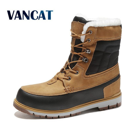 Vancat, botas de nieve de piel de felpa cálidas de invierno, botas de tobillo de calidad para hombre, botas de moto informales impermeables para hombre, talla grande 39-47 ► Foto 1/6