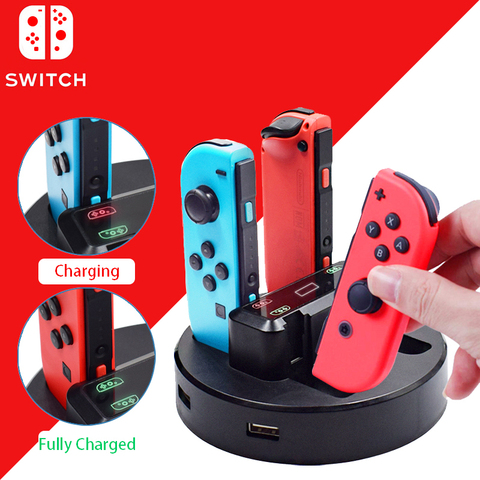 Accesorios portátiles para Nintendo Switch, cargador de estación de acoplamiento, adaptador de CA, compatible con 4 Joy-con de carga ► Foto 1/6