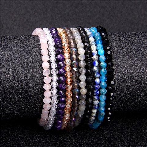 Pulsera de cuentas de piedras preciosas hechas a mano para mujer, pulsera de cristal facetado de cuarzo de piedra Natural para mujer, brazalete de 19cm ► Foto 1/6