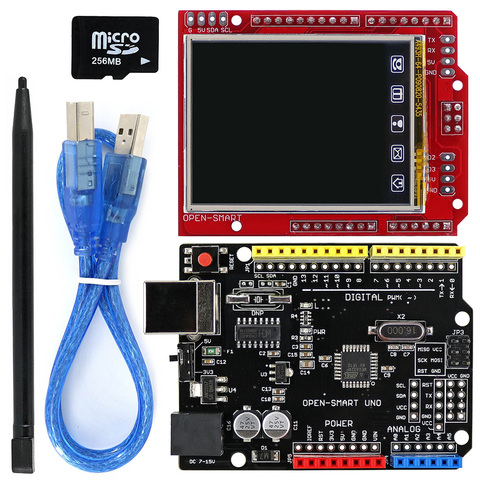 Módulo de pantalla TFT LCD de 2,2 pulgadas, protector de pantalla táctil + Kit UNO R3 con cable USB/tarjeta TF/bolígrafo para Arduino UNO R3/ Mega 2560 ► Foto 1/6