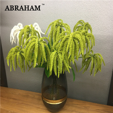 Rama de árbol de Astilbe Artificial, árbol de 60cm, 3 tenedores, vid de planta verde de plástico de pino Artificial, flor de tacto Real para decoración de corona de boda para el hogar ► Foto 1/6