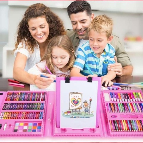 Juego de lápices de colores para niños, lápices de cera para pintar, rotulador, pincel, herramientas de dibujo, suministros para jardín de infantes, regalo para niños ► Foto 1/5