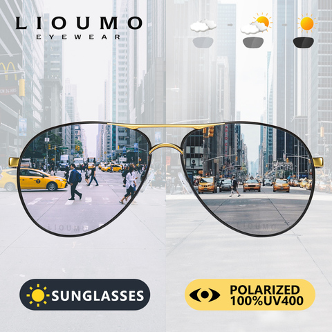 Gafas de sol de aviación de diseño de moda polarizadas para hombres y mujeres, gafas de sol camaleón antideslumbrantes UV400, gafas de sol de seguridad para conducir ► Foto 1/6