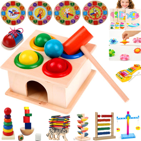1 Juego de martillo de madera caja de martillo para niños divertido juego de hámster juguete de Aprendizaje Temprano juguetes educativos ► Foto 1/6