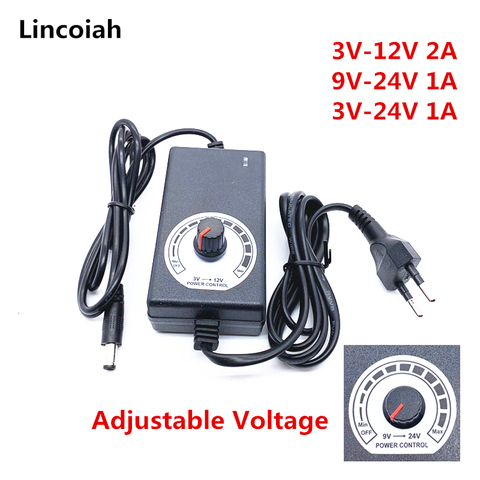 Adaptador ajustable de 3V-12V, 3V-24 V, 9V-24V con pantalla de voltaje CC 1/2 x mm, fuente de alimentación, enchufe europeo, cargador de 3, 12 y 24 v ► Foto 1/2