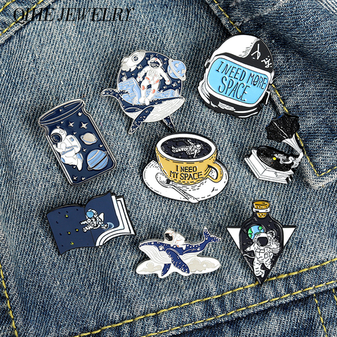 I Need My Space Pin Collection-broche de astronauta, Planeta, cielo estrellado, Galaxia, ballena, pin de solapa, joyería romántica para amantes del espacio ► Foto 1/6