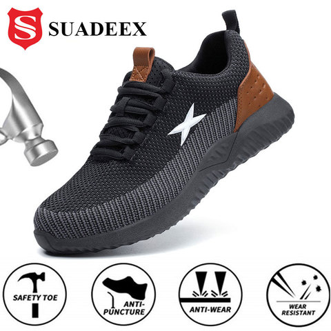 SUADEX-zapatos de seguridad para el trabajo para hombre, con puntera de acero, botas de trabajo de construcción, transpirables, zapatillas de seguridad ► Foto 1/6
