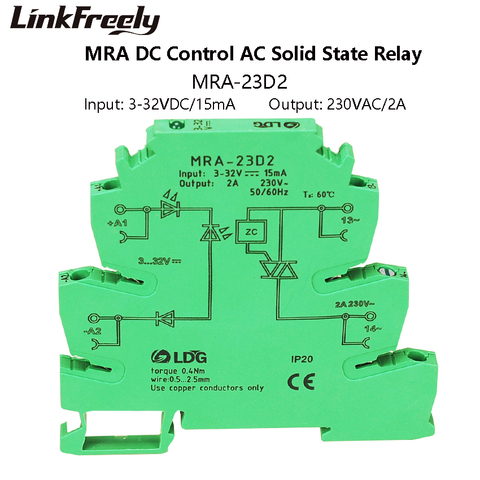 MRA-23D2 nuevo Mini 6,2mm 2A entrada: 3V 5V 12V 24V CC CA SSR relé de estado sólido interfaz automática módulo de relé de interruptor de carril DIN ► Foto 1/6