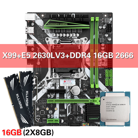 HUANANZHI-placa base X99 con XEON E5 2630L V3 2*8G DDR4 2666 NON-ECC, kit combinado de memoria, NVME USB3.0, servidor ATX ► Foto 1/5
