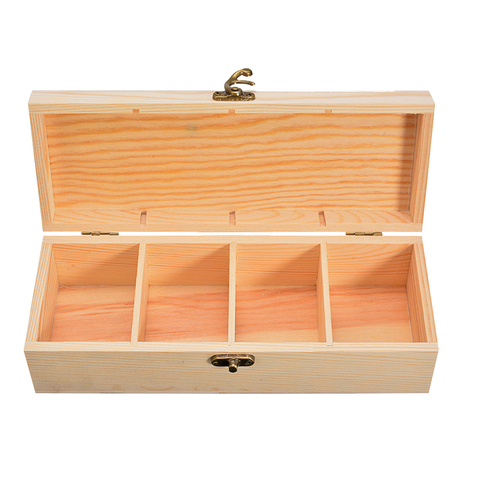 Mayitr 4 compartimiento de madera té caja de almacenamiento joyería contenedor con cerradura para el hogar artesanía herramientas ► Foto 1/6