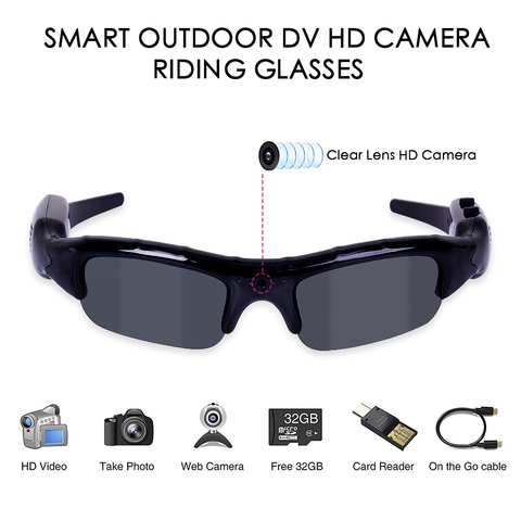 Gafas de sol de ciclismo 3 en 1 para hombre, lentes con cámara Digital HD, UV400, grabador de vídeo DVR de pesca y deportes al aire libre ► Foto 1/6