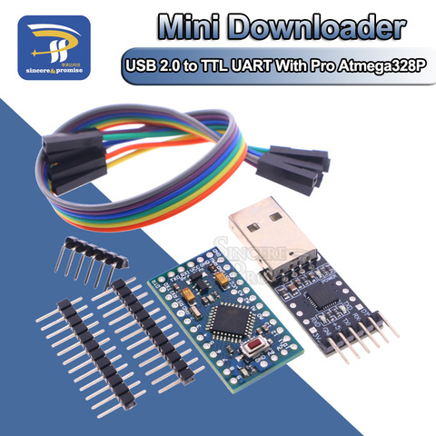 1 piezas 6pin CP2102 USB 2,0 a TTL UART módulo + 1 piezas Pro Mini módulo Atmega328 5V 16M para Arduino Compatible con Nano ► Foto 1/6