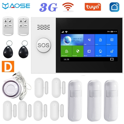 Sistema de alarma de casa, Kit de alarma de seguridad con Sensor PIR, compatible con Alexa y asistente de Google, Tuya Smart Life, 3G, GSM, PG-107 ► Foto 1/6