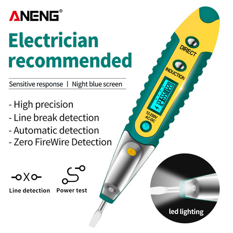 Probador de lápiz de prueba Digital VD700, bolígrafo Detector de voltaje eléctrico, destornillador con pantalla LCD, CA/CC de 12-250V, para herramientas de electricista ► Foto 1/6