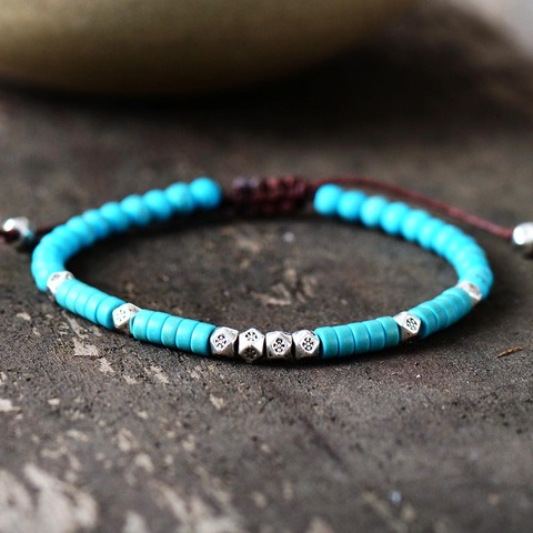 Pulsera de la amistad hecha a mano para parejas, cuentas tibetanas antiguas de piedra, pulsera de cuentas, joyería para hombre ► Foto 1/5