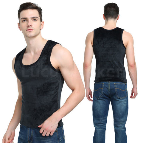 Camiseta térmica de invierno para hombre, ropa interior transpirable, chaleco sin mangas de terciopelo, camisetas sin mangas, ropa interior gruesa de Fitness cálida ► Foto 1/6