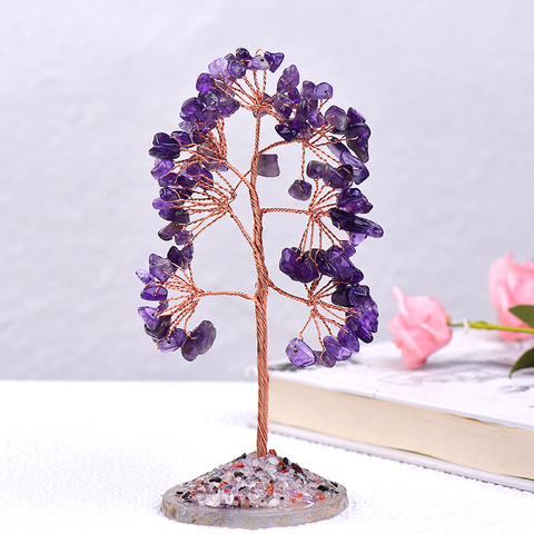 Árbol de cristal Natural, amatista, rosa, cuarzo, Olivino, decoración de árbol de la suerte, cortes de ágata, Gravel, piedra Mineral, adornos para decoración del hogar, regalos ► Foto 1/6