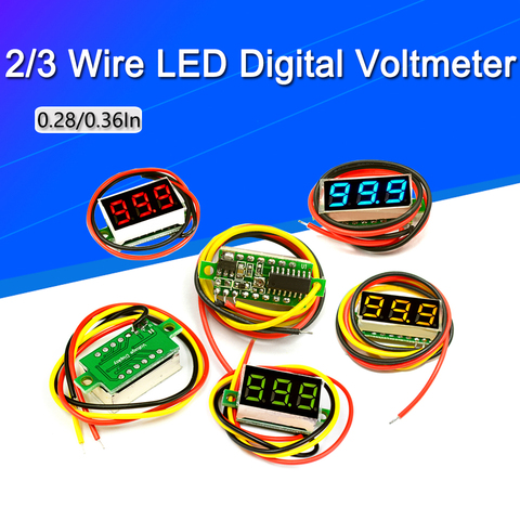 Voltímetro Digital de 0,28/0,36 pulgadas, 2 cables de 0-30V / 3 cables de CC, 0V-100V, pantalla LED, Mini medidor de voltaje de 2/3 cables, amperímetro de alta precisión ► Foto 1/6