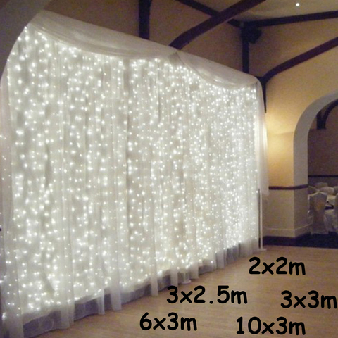 Guirnalda de luces LED de 3x 1/3x 3/6x3m, guirnalda de luces de hadas navideñas para exteriores, hogar, boda, fiesta, cortina, decoración de jardín ► Foto 1/6