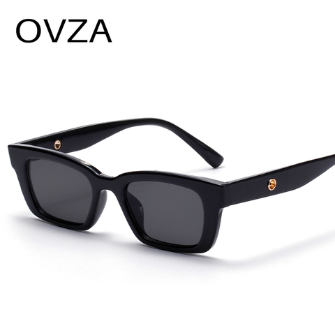 OVZA rectángulo estrecho marco hombre gafas de sol de marca de diseñador de moda negro lentes de sol para dama anti-UV S1077 ► Foto 1/6