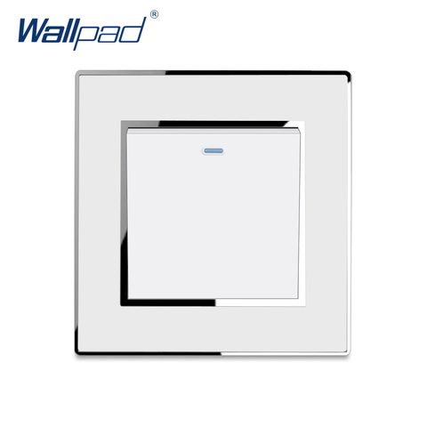 Interruptor de luz 1 Gang 1 Way novedad Panel acrílico de lujo con Panel de pared de borde plateado Botón de pared 16A AC110-250V ► Foto 1/6