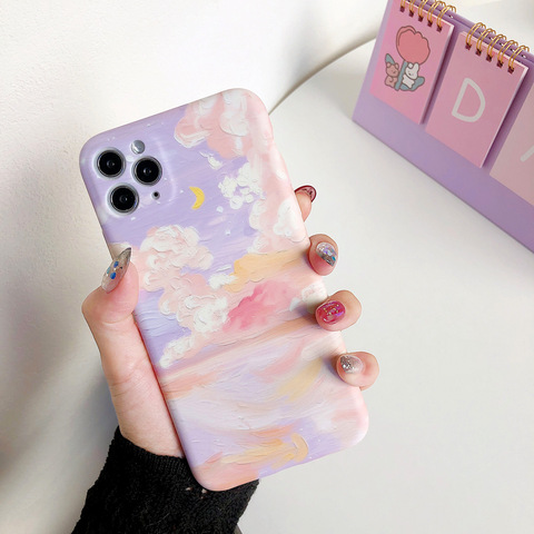 Funda de teléfono con diseño de nubes y paisaje, cubierta de silicona suave con diseño de arte Retro, para iPhone 11 Pro Max Xr Xs Max X 7 7 7 Plus 8 Plus ► Foto 1/6