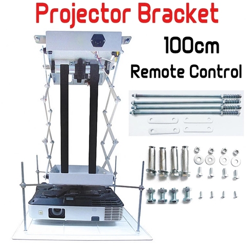 Soporte de elevación para proyector, base de montaje de techo eléctrico para cine, iglesia, tijera motorizada con Control remoto inalámbrico, 100cm ► Foto 1/6