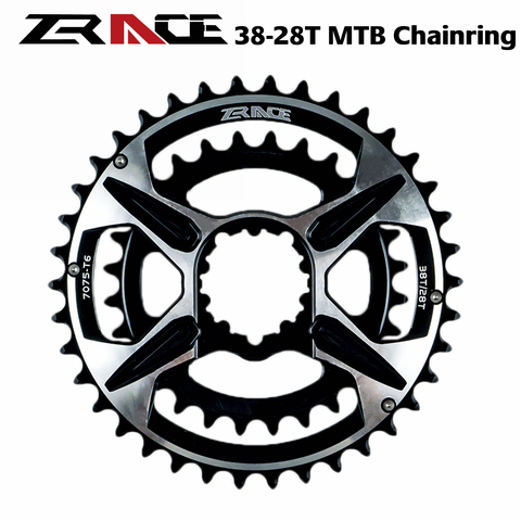 ZRACE-anillos de cadena para bicicleta de montaña, 2x10/11/12s, 38-28T, 7075AL, cuchilla Compatible con manivela, 3 tornillos fijos, Compatible con cadena de 10s/ 11s / 12s ► Foto 1/6