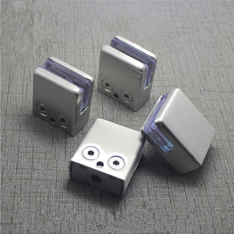 4 unids piezas de acero inoxidable abrazadera cuadrada soporte Clip para estante de vidrio pasamanos de plata ► Foto 1/5