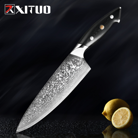 XITUO Premium Damasco VG10 de acero japonés cuchillo de cocina de carnicero cuchillo cuchillos de cocina de corte cuchillo para carne cocina vegetal ► Foto 1/6
