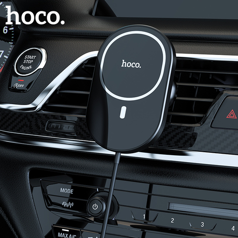 Hoco 15W magnético coche inalámbrico cargador para iPhone 12 Pro Max Qi de carga rápida de aire soporte de teléfono para rejilla de aire acondicionado con TypeC Cable para Android ► Foto 1/6