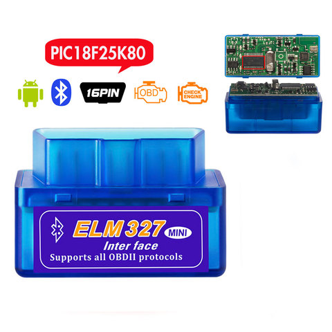 Alta Calidad PIC1825K80 Chip de Firmware V1.5 Super Mini ELM327 Bluetooth OBD2 Herramienta de Diagnóstico DEL OLMO 327 V1.5 Bluetooth con interruptor ► Foto 1/6