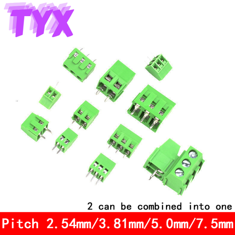 Conector de KF128-2P3P MG128, 2,54mm, 3,81mm, 5,0mm, 7,5mm, Mini tornillo de empalme tipo Bloque de terminales PCB, 300V, 10A, 10 Uds. ► Foto 1/4