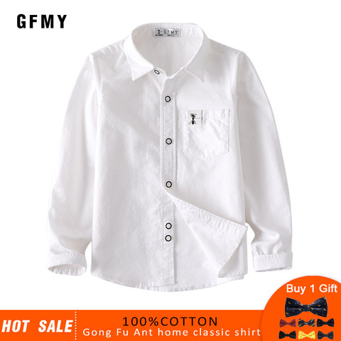 GFMY de Primavera de 2022 100% algodón Oxford textil de manga completa de ColorBlue camiseta blanca para niños 3T-14T chico Casual ropa de la escuela 9005 ► Foto 1/6