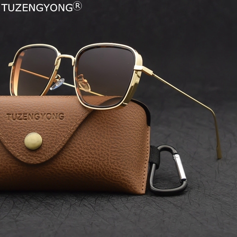 TUZENGYONG 2022 nuevas gafas de sol Steampunk moda hombres mujeres marca diseñador Vintage marco de Metal cuadrado gafas de sol UV400 gafas ► Foto 1/6