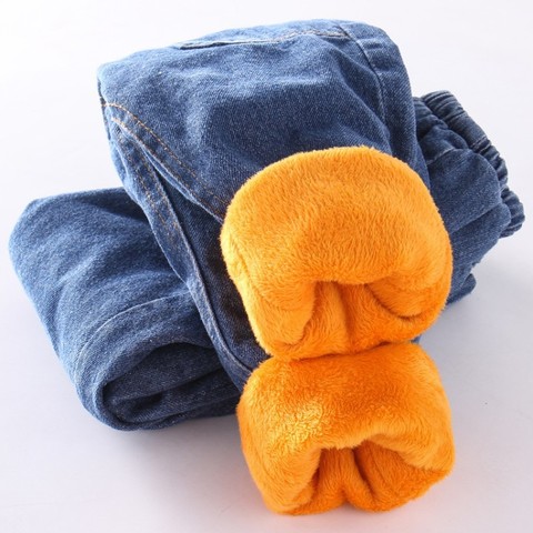 Pantalones vaqueros gruesos y cálidos para niños, Jeans de Cachemira, informales, para invierno ► Foto 1/5