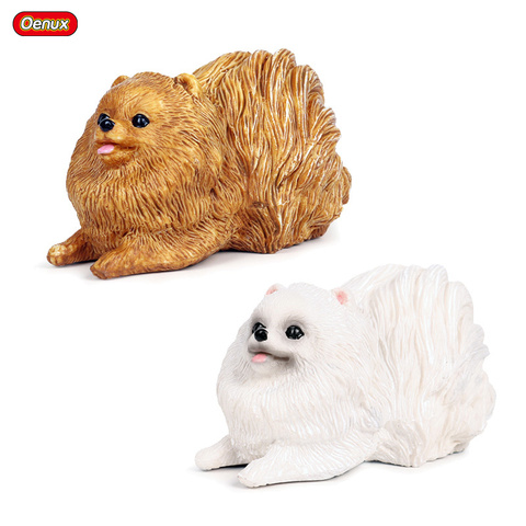 Oenux genuino Kawaii perros de compañía modelo lindo Pomerania perro Animal figura de acción sólido de PVC para perro figuras de decoración del hogar los niños de juguete ► Foto 1/6