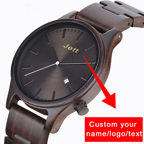 Reloj de madera personalizada para hombre, cronógrafo de cuarzo con logotipo privado, indicador de fecha, caja para regalos especial ► Foto 1/6