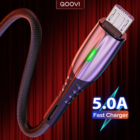 Cable Micro USB tipo C de 5A y 2m, cargador LED para teléfono móvil Android, carga rápida, para Xiaomi, Samsung y Huawei ► Foto 1/6