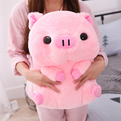 Cojín de peluche de cerdo rosa para hombre y mujer, zapatos de peluche de 40cm, suave, Kawaii, para interiores, cálidos, para adultos, regalo de cumpleaños, para chico, 1 unidad ► Foto 1/6