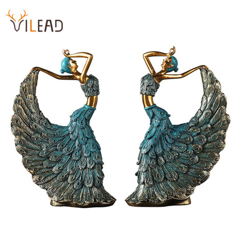 VILEAD-figuritas de bailarina de pavo real, arte abstracto, ornamento, estatua, escultura de resina, modelo, decodificación artesanal para el hogar y la Oficina, decoración de escritorio ► Foto 1/6