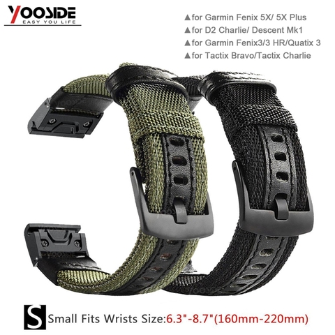 YOOSIDE 26mm/22mm Ajuste rápido nailon tejido sudor banda de reloj de correa para Garmin Fenix 6X/5X Plus/Fenix 3/3 HR/Fenix 5 pulsera ► Foto 1/6